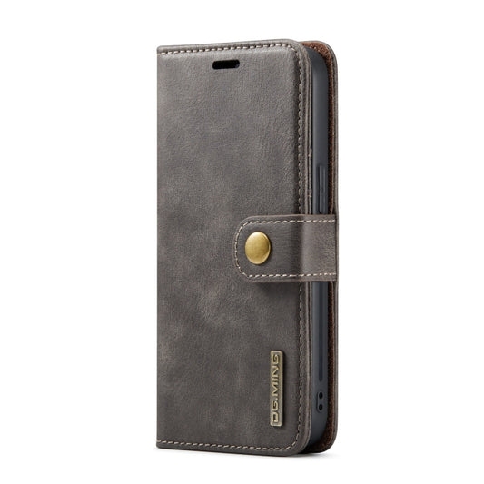 For iPhone 15 Plus DG.MING Crazy Horse Texture Detachable Magnetic Leather Phone Case(Grey) by DG.MING