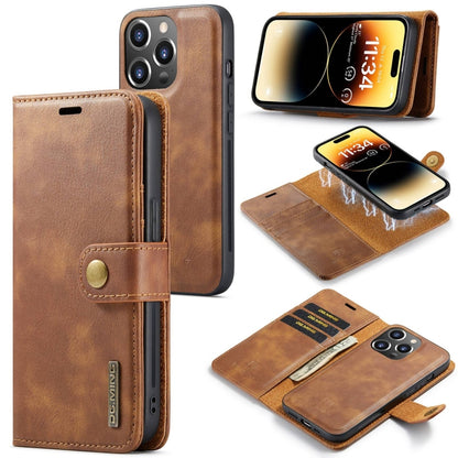 For iPhone 15 Pro Max DG.MING Crazy Horse Texture Detachable Magnetic Leather Phone Case(Brown) - iPhone 15 Pro Max Cases by DG.MING | Online Shopping UK | buy2fix