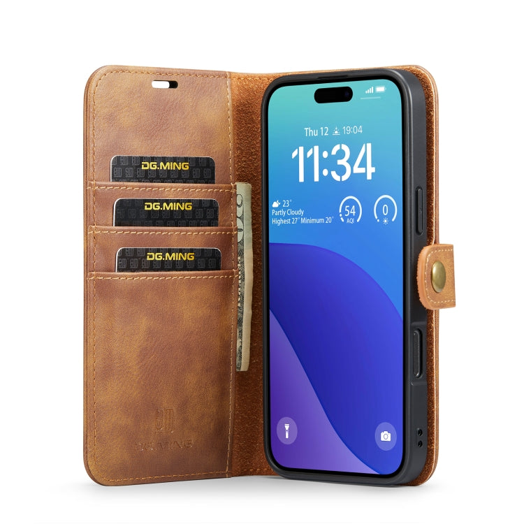 For iPhone 16 Pro Max DG.MING Crazy Horse Texture Detachable Magnetic Leather Phone Case(Brown) - iPhone 16 Pro Max Cases by DG.MING | Online Shopping UK | buy2fix