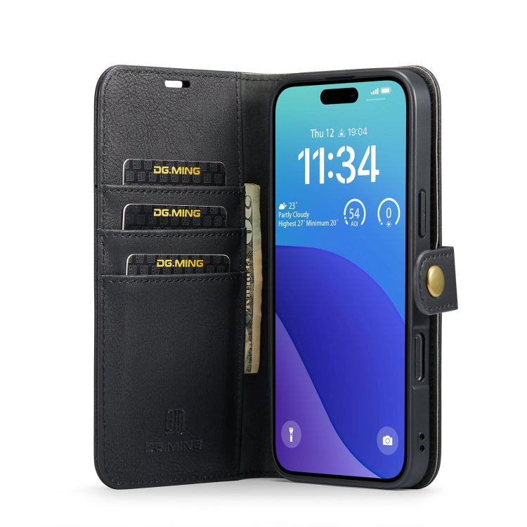 For iPhone 16 Pro Max DG.MING Crazy Horse Texture Detachable Magnetic Leather Phone Case(Black) - iPhone 16 Pro Max Cases by DG.MING | Online Shopping UK | buy2fix