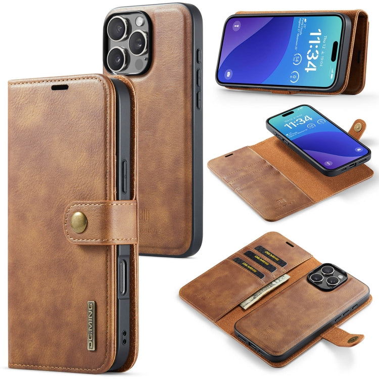 For iPhone 16 Pro DG.MING Crazy Horse Texture Detachable Magnetic Leather Phone Case(Brown) - iPhone 16 Pro Cases by DG.MING | Online Shopping UK | buy2fix