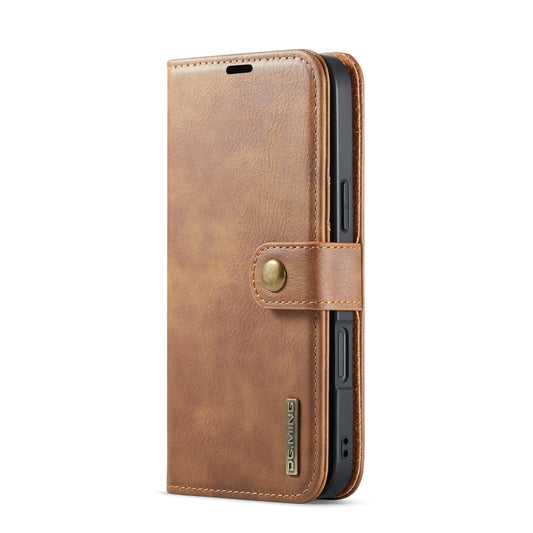For iPhone 16 DG.MING Crazy Horse Texture Detachable Magnetic Leather Phone Case(Brown) by DG.MING