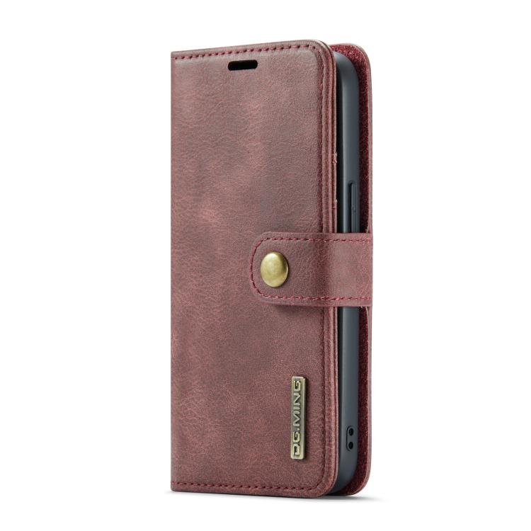 For iPhone 16e DG.MING Crazy Horse Texture Detachable Magnetic Leather Phone Case(Red) - iPhone 16e Cases by DG.MING | Online Shopping UK | buy2fix