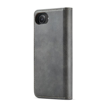 For iPhone 16e DG.MING Crazy Horse Texture Detachable Magnetic Leather Phone Case(Grey) - iPhone 16e Cases by DG.MING | Online Shopping UK | buy2fix