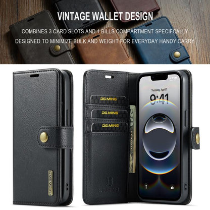 For iPhone 16e DG.MING Crazy Horse Texture Detachable Magnetic Leather Phone Case(Black) - iPhone 16e Cases by DG.MING | Online Shopping UK | buy2fix