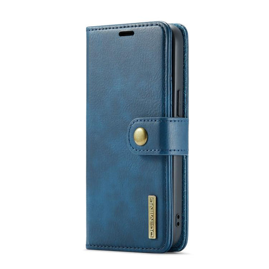 For iPhone 16e DG.MING Crazy Horse Texture Detachable Magnetic Leather Phone Case(Blue) - iPhone 16e Cases by DG.MING | Online Shopping UK | buy2fix