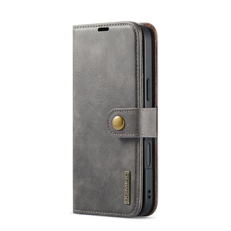 For iPhone 17 DG.MING Crazy Horse Texture Detachable Magnetic Leather Phone Case(Grey) - iPhone 17 Cases by DG.MING | Online Shopping UK | buy2fix