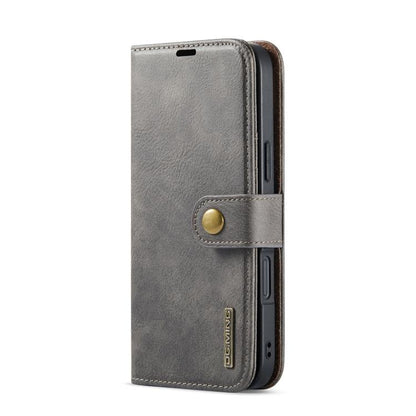 For iPhone 17 DG.MING Crazy Horse Texture Detachable Magnetic Leather Phone Case(Grey) - iPhone 17 Cases by DG.MING | Online Shopping UK | buy2fix