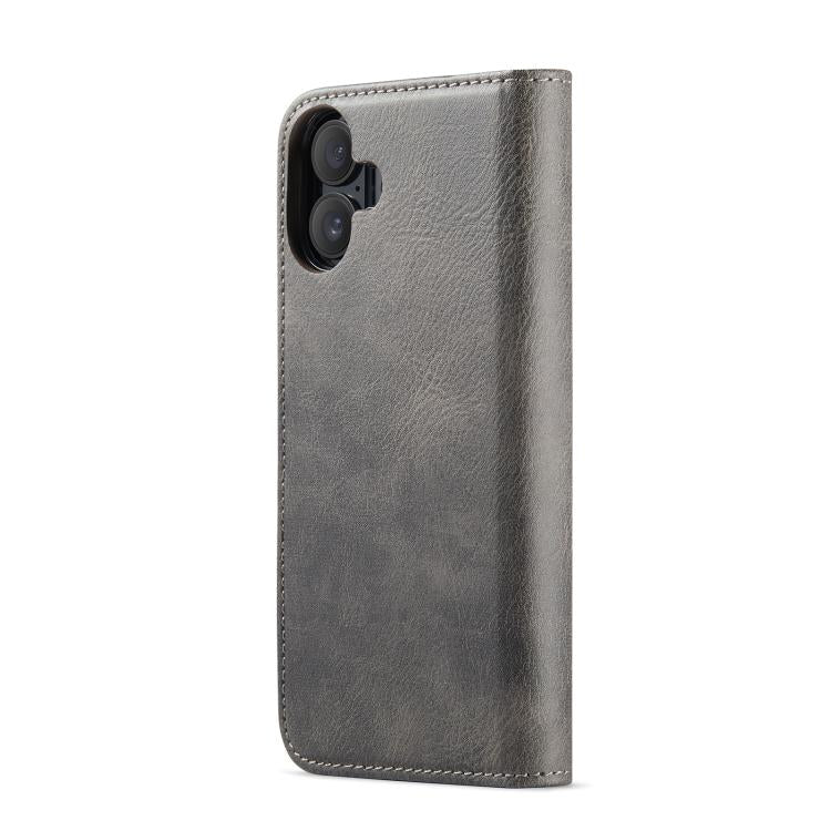 For iPhone 17 DG.MING Crazy Horse Texture Detachable Magnetic Leather Phone Case(Grey) - iPhone 17 Cases by DG.MING | Online Shopping UK | buy2fix