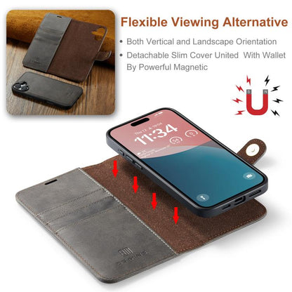 For iPhone 17 DG.MING Crazy Horse Texture Detachable Magnetic Leather Phone Case(Grey) - iPhone 17 Cases by DG.MING | Online Shopping UK | buy2fix