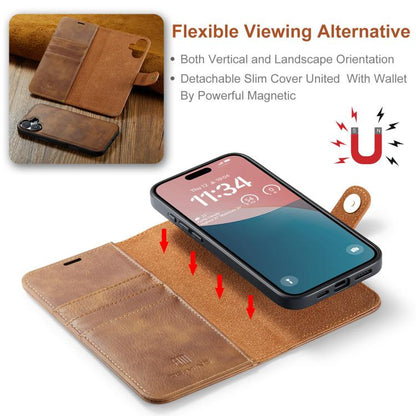For iPhone 17 DG.MING Crazy Horse Texture Detachable Magnetic Leather Phone Case(Brown) - iPhone 17 Cases by DG.MING | Online Shopping UK | buy2fix