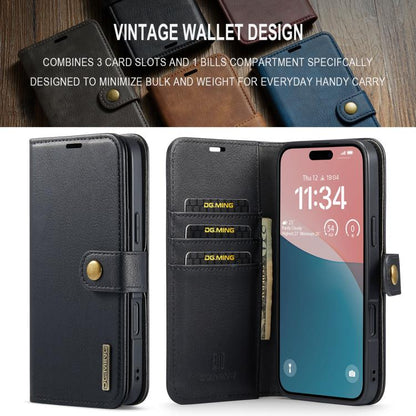 For iPhone 17 DG.MING Crazy Horse Texture Detachable Magnetic Leather Phone Case(Black) - iPhone 17 Cases by DG.MING | Online Shopping UK | buy2fix