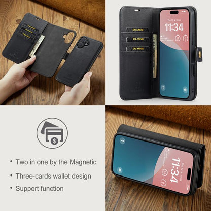 For iPhone 17 DG.MING Crazy Horse Texture Detachable Magnetic Leather Phone Case(Black) - iPhone 17 Cases by DG.MING | Online Shopping UK | buy2fix