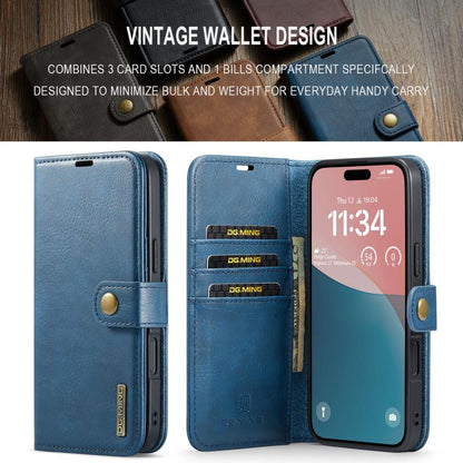 For iPhone 17 DG.MING Crazy Horse Texture Detachable Magnetic Leather Phone Case(Blue) - iPhone 17 Cases by DG.MING | Online Shopping UK | buy2fix