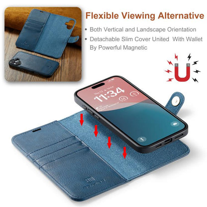 For iPhone 17 DG.MING Crazy Horse Texture Detachable Magnetic Leather Phone Case(Blue) - iPhone 17 Cases by DG.MING | Online Shopping UK | buy2fix