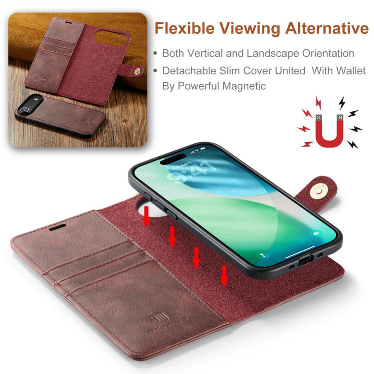 For iPhone Air DG.MING Crazy Horse Texture Detachable Magnetic Leather Phone Case(Red) - iPhone Air Cases by DG.MING | Online Shopping UK | buy2fix