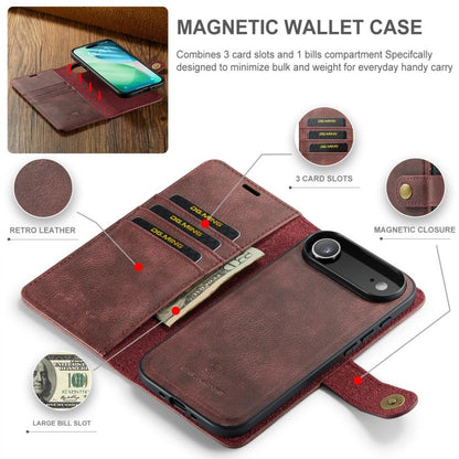 For iPhone Air DG.MING Crazy Horse Texture Detachable Magnetic Leather Phone Case(Red) - iPhone Air Cases by DG.MING | Online Shopping UK | buy2fix