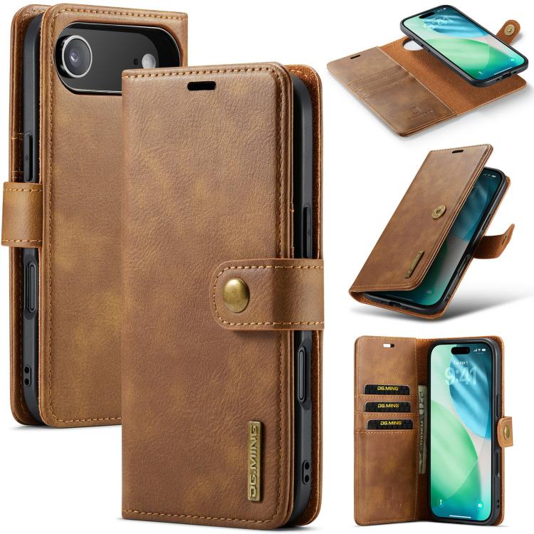 For iPhone 17 Air DG.MING Crazy Horse Texture Detachable Magnetic Leather Phone Case(Brown) - iPhone 17 Air Cases by DG.MING | Online Shopping UK | buy2fix