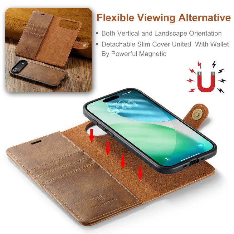For iPhone 17 Air DG.MING Crazy Horse Texture Detachable Magnetic Leather Phone Case(Brown) - iPhone 17 Air Cases by DG.MING | Online Shopping UK | buy2fix