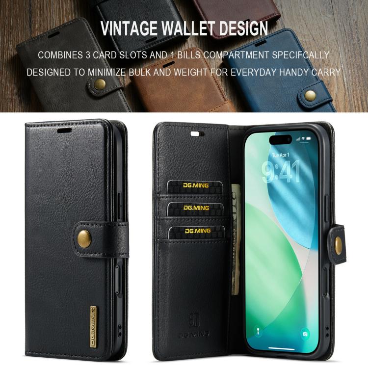For iPhone 17 Air DG.MING Crazy Horse Texture Detachable Magnetic Leather Phone Case(Black) - iPhone 17 Air Cases by DG.MING | Online Shopping UK | buy2fix