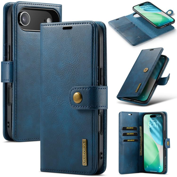 For iPhone Air DG.MING Crazy Horse Texture Detachable Magnetic Leather Phone Case(Blue) - iPhone Air Cases by DG.MING | Online Shopping UK | buy2fix