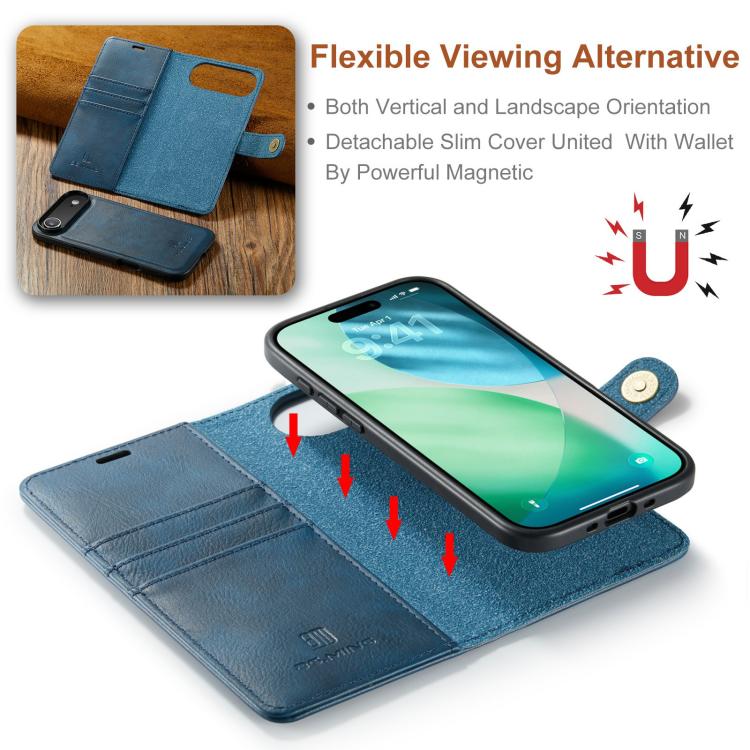 For iPhone Air DG.MING Crazy Horse Texture Detachable Magnetic Leather Phone Case(Blue) - iPhone Air Cases by DG.MING | Online Shopping UK | buy2fix