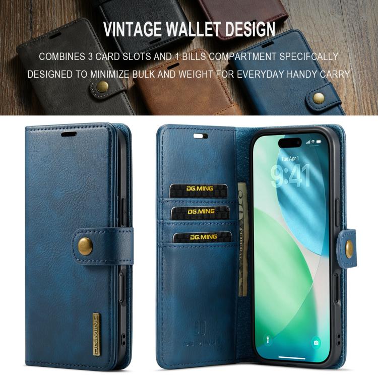 For iPhone Air DG.MING Crazy Horse Texture Detachable Magnetic Leather Phone Case(Blue) - iPhone Air Cases by DG.MING | Online Shopping UK | buy2fix