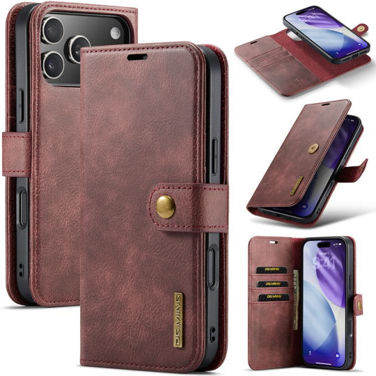 For iPhone 18 Pro / 17 Pro DG.MING Crazy Horse Texture Detachable Magnetic Leather Phone Case(Red)