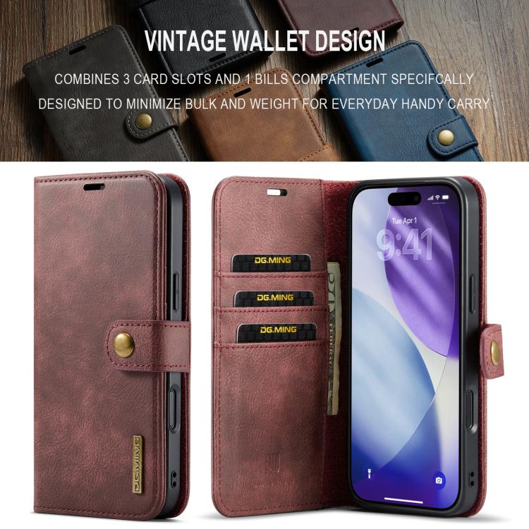 For iPhone 17 Pro DG.MING Crazy Horse Texture Detachable Magnetic Leather Phone Case(Red) - iPhone 17 Pro Cases by DG.MING | Online Shopping UK | buy2fix