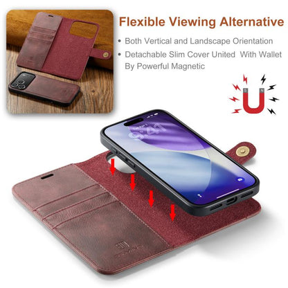 For iPhone 17 Pro DG.MING Crazy Horse Texture Detachable Magnetic Leather Phone Case(Red) - iPhone 17 Pro Cases by DG.MING | Online Shopping UK | buy2fix