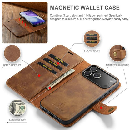 For iPhone 17 Pro DG.MING Crazy Horse Texture Detachable Magnetic Leather Phone Case(Brown) - iPhone 17 Pro Cases by DG.MING | Online Shopping UK | buy2fix
