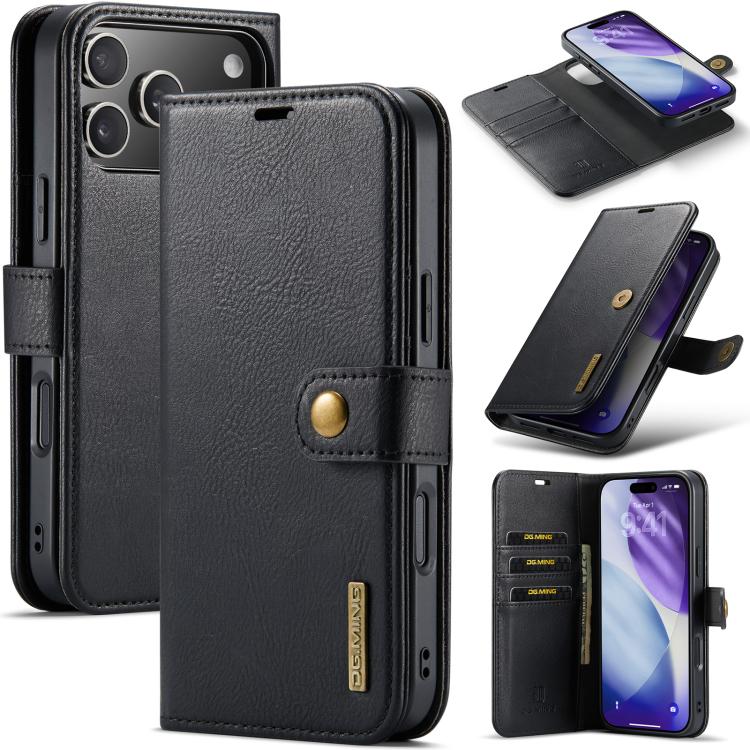 For iPhone 17 Pro DG.MING Crazy Horse Texture Detachable Magnetic Leather Phone Case(Black) - iPhone 17 Pro Cases by DG.MING | Online Shopping UK | buy2fix