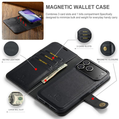 For iPhone 17 Pro DG.MING Crazy Horse Texture Detachable Magnetic Leather Phone Case(Black) - iPhone 17 Pro Cases by DG.MING | Online Shopping UK | buy2fix