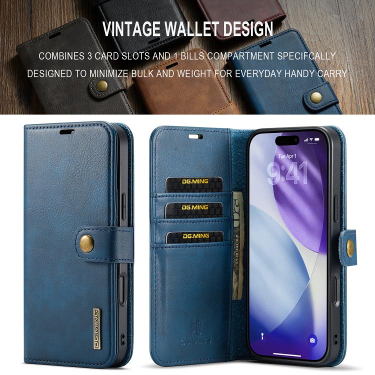 For iPhone 17 Pro Max DG.MING Crazy Horse Texture Detachable Magnetic Leather Phone Case(Blue) - iPhone 17 Pro Max Cases by DG.MING | Online Shopping UK | buy2fix