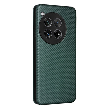 For OnePlus 12 Carbon Fiber Texture Flip Leather Phone Case(Green) - OnePlus Cases by buy2fix | Online Shopping UK | buy2fix