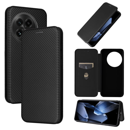 For OnePlus 13 Carbon Fiber Texture Flip Leather Phone Case(Black)
