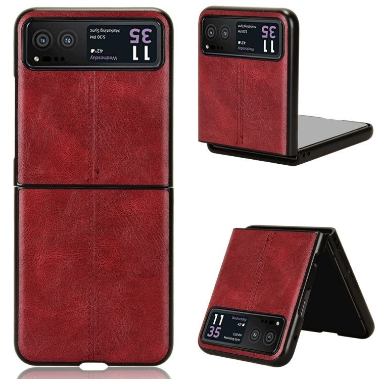 For Motorola Moto Razr 40 Cow Pattern Sewing Back Cover Phone Case(Red) by buy2fix