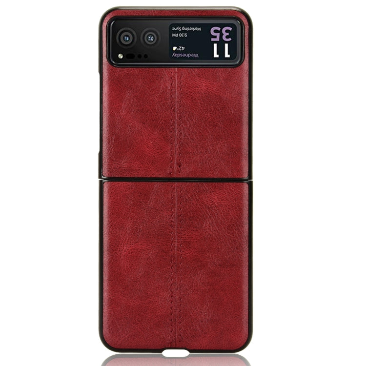 For Motorola Moto Razr 40 Cow Pattern Sewing Back Cover Phone Case(Red) by buy2fix