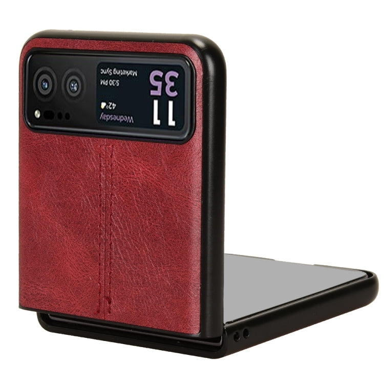 For Motorola Moto Razr 40 Cow Pattern Sewing Back Cover Phone Case(Red) by buy2fix