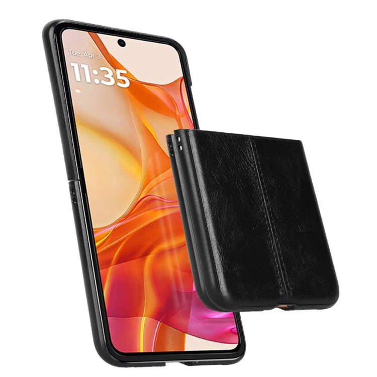 For Motorola Razr 50 Ultra Cow Pattern Sewing Back Cover Phone Case(Black) by buy2fix