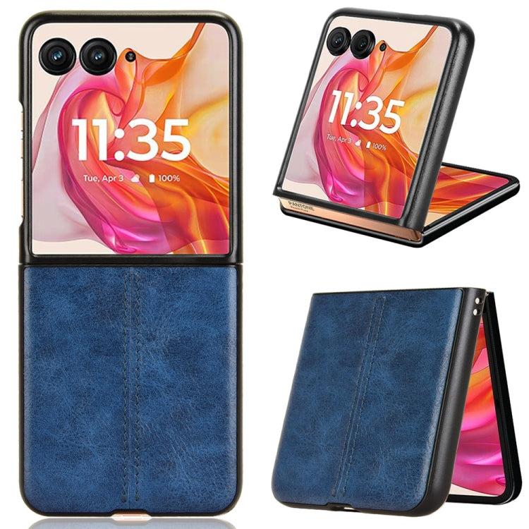 For Motorola Razr 50 Ultra Cow Pattern Sewing Back Cover Phone Case(Blue) by buy2fix