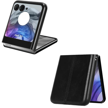 For Motorola Razr 50 Cow Pattern Sewing Back Cover Phone Case(Black) by buy2fix