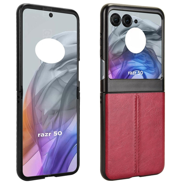 For Motorola Razr 50 Cow Pattern Sewing Back Cover Phone Case(Red) by buy2fix