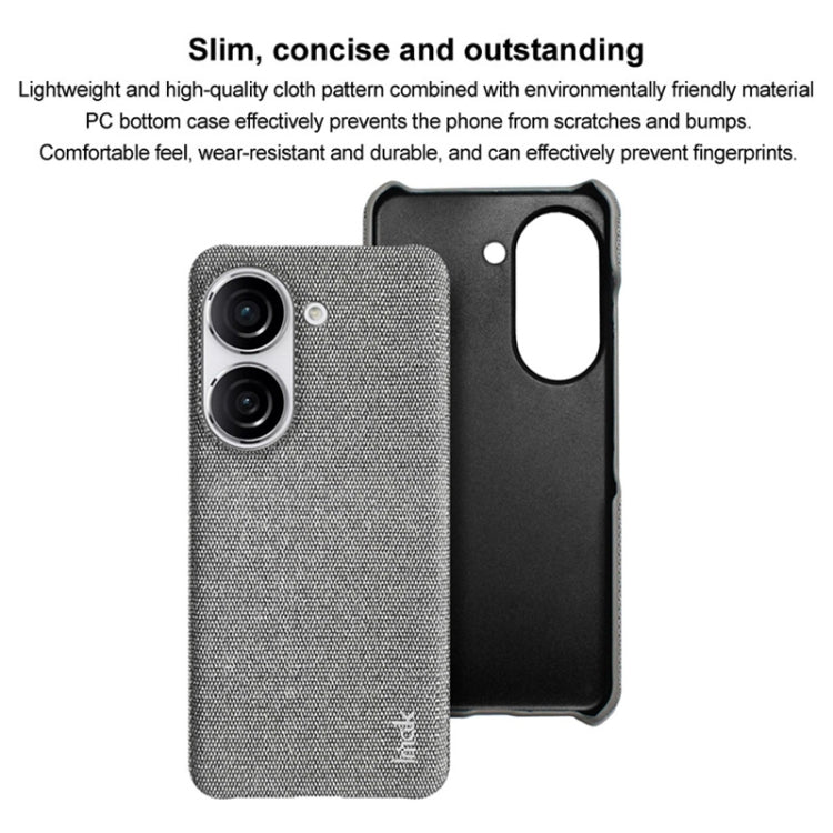 For Asus Zenfone 9 / Zenfone10 5G imak Ruiyi Series Cloth Texture PU + PC Phone Case(Light Grey) - ASUS Cases by imak | Online Shopping UK | buy2fix