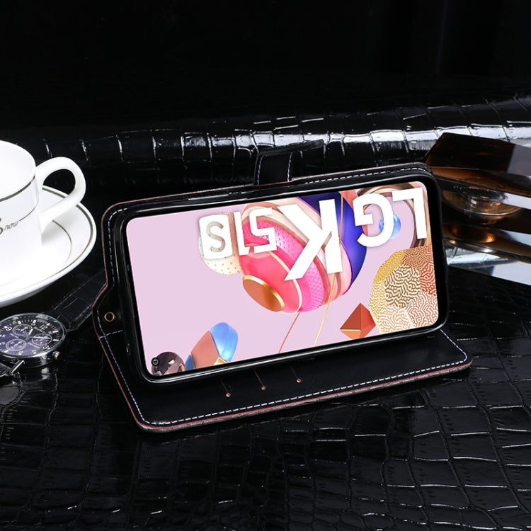 For LG K51S idewei Crocodile Texture Horizontal Flip Leather Case with Holder & Card Slots & Wallet(Dark Blue) - LG Cases by idewei | Online Shopping UK | buy2fix