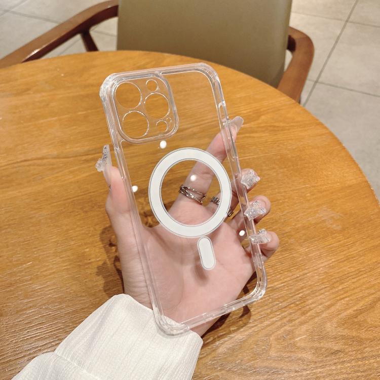 For iPhone 16e Fine Hole MagSafe Magnetic Clear Acrylic TPU Case(Transparent) - iPhone 16e Cases by buy2fix | Online Shopping UK | buy2fix