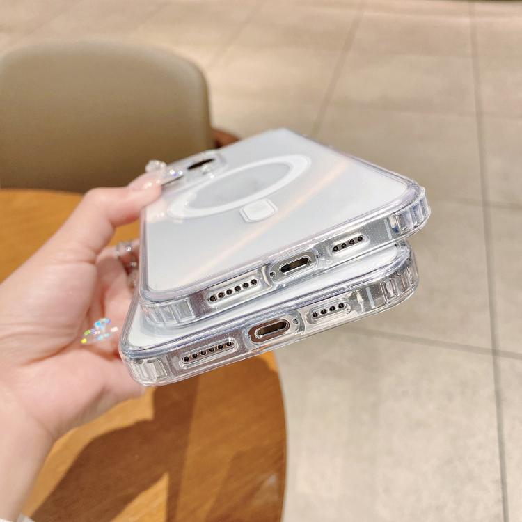 For iPhone 16e Fine Hole MagSafe Magnetic Clear Acrylic TPU Case(Transparent) - iPhone 16e Cases by buy2fix | Online Shopping UK | buy2fix