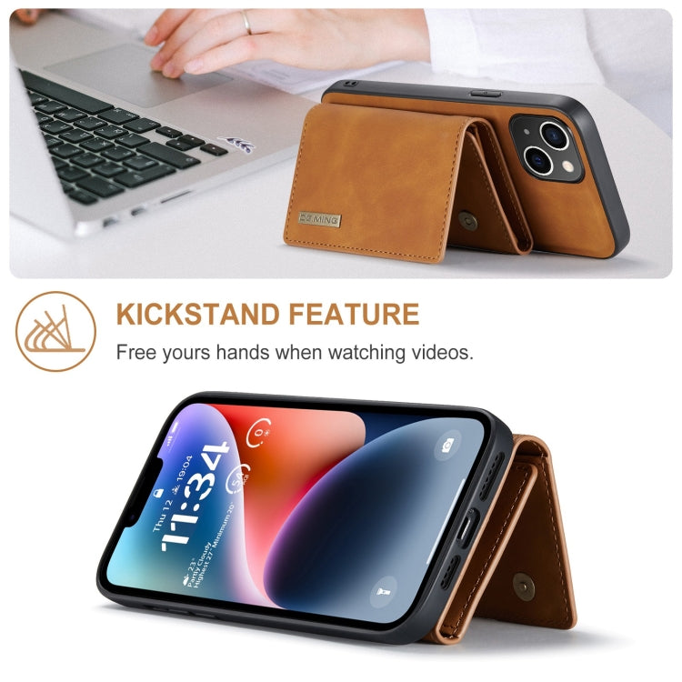 For iPhone 15 DG.MING M1 Series 3-Fold Multi Card Wallet Leather Phone Case(Brown) - iPhone 15 Cases by DG.MING | Online Shopping UK | buy2fix