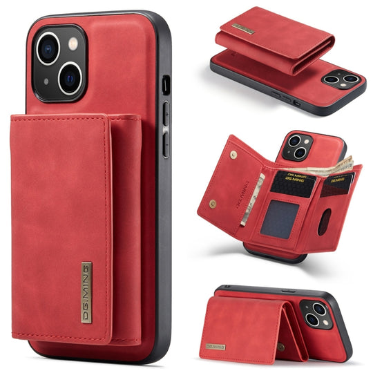 For iPhone 15 Plus DG.MING M1 Series 3-Fold Multi Card Wallet Leather Phone Case(Red)
