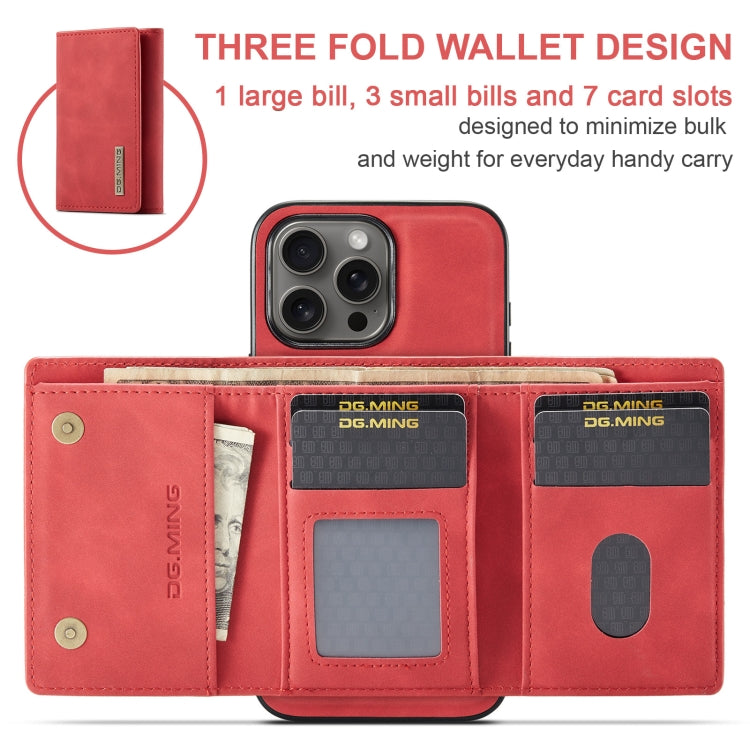 For iPhone 16 Pro Max DG.MING M1 Series 3-Fold Multi Card Wallet Leather Phone Case(Red) - iPhone 16 Pro Max Cases by DG.MING | Online Shopping UK | buy2fix